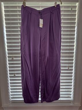 Current Air Violet Wide-Leg Pleated Trousers